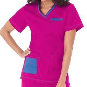 BIO Medical Uniform Scrub Top Contrast V-neck